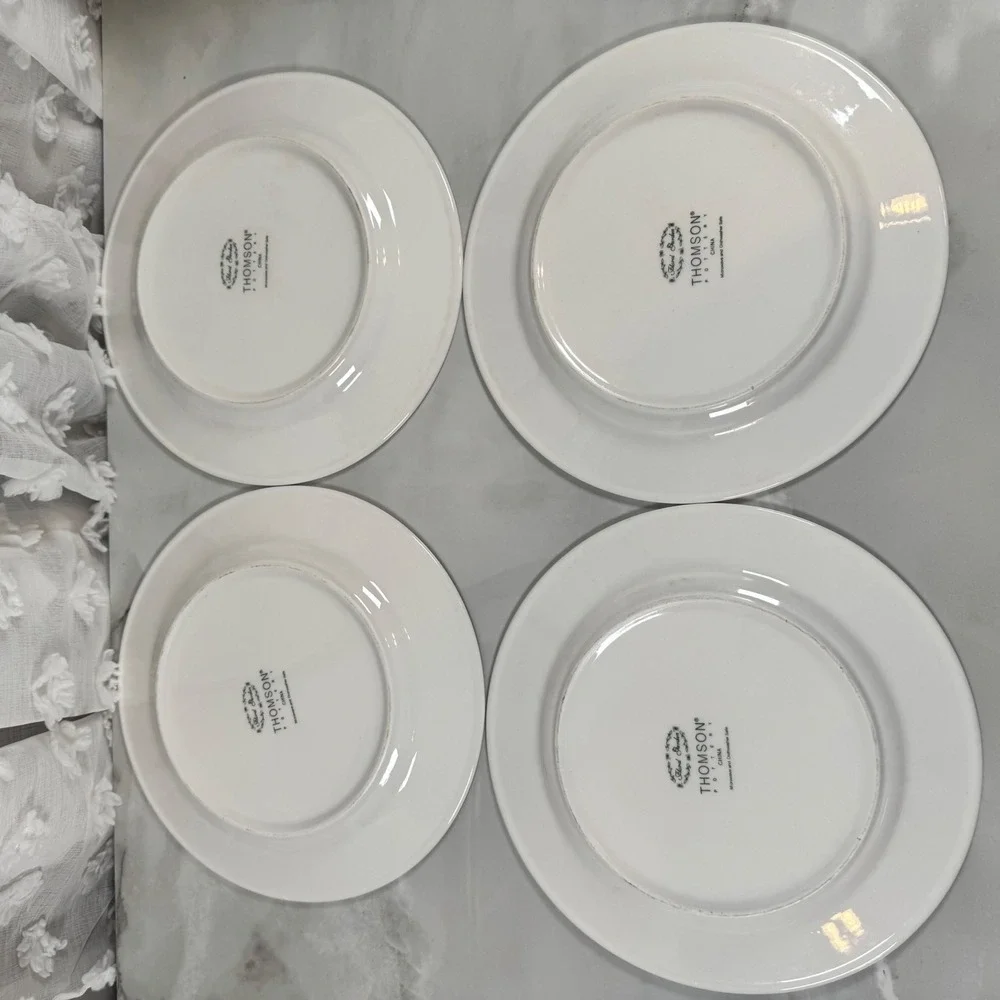 Set of 4 Thomson Pottery Floral Garden Dinner Plates Assorted‎ Flower Designs